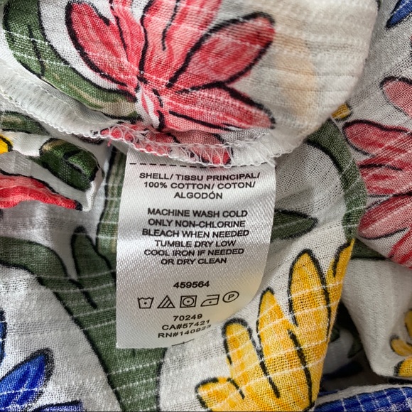 Lightweight 100% Cotton Floral Blouse Size Small - Picture 4 of 4